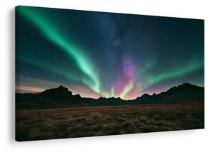 Quadro su tela – Aurora boreale sulle montagne
