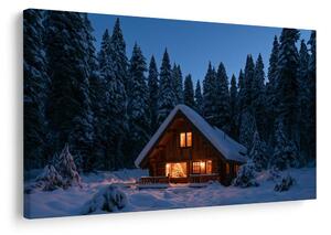 Quadro su tela – Chalet invernale nel bosco