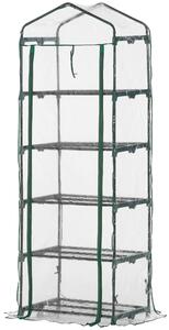 Mini Serra per Piante a 5 Ripiani 69x49x193 cm in Acciaio Verde