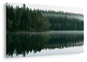 Quadro su tela – Lago nebbioso nel bosco