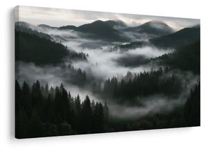 Quadro su tela – Foreste montane nebbiose all’alba