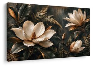 Quadro su tela – Magnolie eleganti nei toni dorati