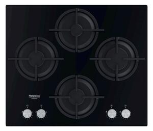 Hotpoint Ariston Piano Cottura 4 Fuochi a Gas Larghezza 60 cm in Vetro colore Nero - HAGS 61S/BK