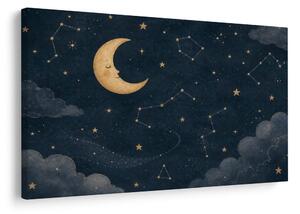 Quadro su tela – Luna dorata tra le stelle