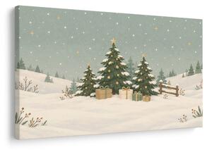 Quadro su tela – Alberi di Natale invernali con regali