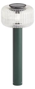 Dissuasore da esterno moderno verde con vetro scanalato con LED solare IP65 - Ribble Mushroom