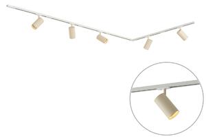 Sistema di illuminazione a binario moderno con 5 faretti bianco e beige 1-Fase GU10 70mm - Iconic Jeana Luxe
