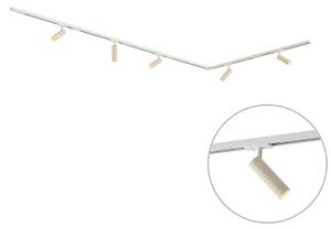 Sistema di illuminazione a binario moderno con 5 faretti bianco e beige monofase GU10 35mm - Iconic Jeana Luxe