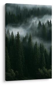 Quadro su tela – Silenziosa foresta montana nella nebbia