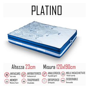 Materasso platino 120x190 a molle indipendenti e memory gel alto 23cm - Gt Materassi