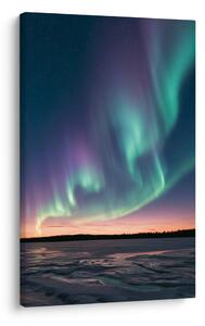 Quadro su tela – Paesaggio invernale sotto l’aurora