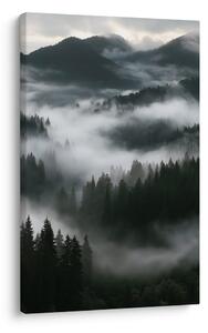 Quadro su tela – Nebbia silenziosa nella foresta montana
