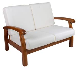 Divano Divanetto 2 Posti in Legno 120x85x83cm Vandi Panna