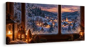 Quadro su tela – Magia della sera invernale alla finestra