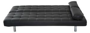Divano Letto in Similpelle con 2 Cuscini Nero 180x94x88 cm
