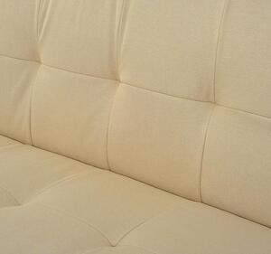 Divano Letto 2 Posti in Tessuto con 2 Cuscini Beige 181x83x85 cm