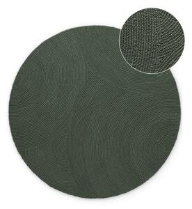 Tappeto rotondo verde scuro in lana tessuto a mano ø 150 cm Calmio – Hanse Home