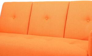 Divano Letto 3 Posti con Tavolino in Lino Arancione 190x85x79 cm