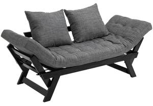 Divano Letto Chaise Longue 3 Posizioni 164x66x81 cm in Legno e Tessuto Lino Antracite