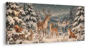 Quadro su tela – Magica famiglia nel bosco invernale