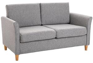 Divano 2 Posti 65x141x78 cm in Legno e Tessuto Lino Grigio