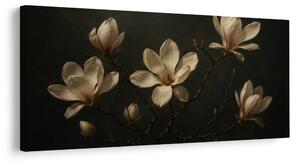 Quadro su tela – Fiori di magnolia color crema nella notte