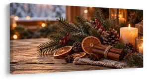 Quadro su tela – Accogliente decorazione dell’Avvento con pigne