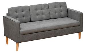 Divano 3 Posti 166,5x62x82 cm in Tessuto Grigio