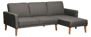 Divano Letto Angolare 216x139x80 cm con Penisola in Legno e Tessuto Grigio