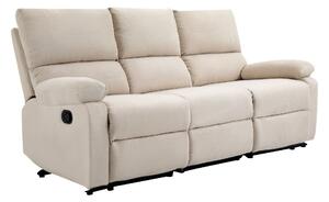 Divano 3 Posti Reclinabile Manuale 187x92x97 cm in Tessuto Beige