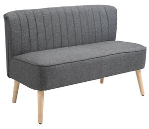 Divano 2 Posti 117x56,5x77 cm in Tessuto Effetto Lino Grigio e Bianco