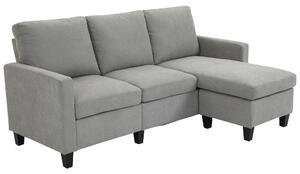 Divano 3 Posti 197x139x91 cm con Penisola Reversibile in Tessuto Grigio