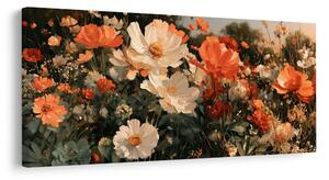 Quadro su tela – Fiori arancio e bianchi al crepuscolo
