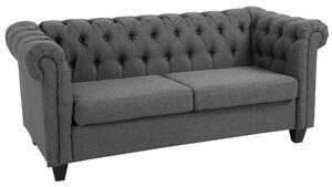 Divano 2 Posti 185x81x78 cm in Tessuto Effetto Lino Grigio