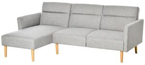 Divano Letto Angolare 207x107x60,5 cm con Penisola in Legno e Tessuto Grigio Chiaro