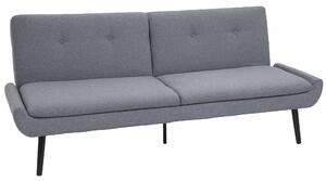 Divano Letto 3 Posti 195x84x82 cm in Tessuto Effetto Lino Grigio