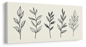 Quadro su tela – Delicate linee botaniche di foglie