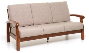 Divano 3 Posti 180x88x87 cm Cuscini in Stoffa Ecrù