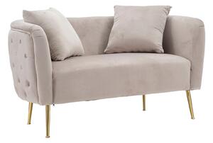 Divanetto Bucarest Grigio 127x74x73 cm Legno e Spugna e Tessuto e Metallo Grigio e Oro