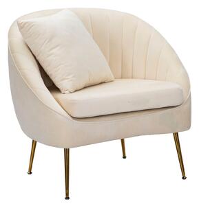 Poltrona Venice Crema 85x66x78 cm in Legno Spugna e Poliestere e Metallo Oro
