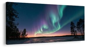 Quadro su tela – Aurora boreale colorata nel silenzio