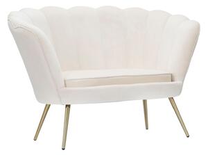 Divanetto Vienna Crema 130x74x84 cm Spugna e Tessuto e Metallo Bianco e Oro