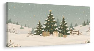 Quadro su tela – Abeti innevati sotto le stelle