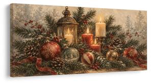 Quadro su tela – Decorazione invernale con lanterna