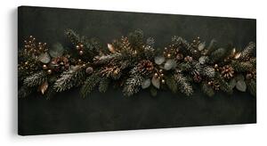 Quadro su tela – Ramo natalizio con neve leggera