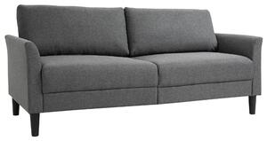 Divano 2 Posti 191x79x87 cm in Tessuto Effetto Lino Grigio