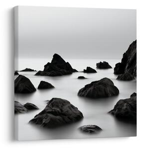 Quadro su tela – Costa minimalista con scogli
