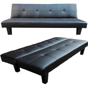 Divano Letto 3 Posti Reclinabile Divanoletto Prontletto in Similpelle Nero