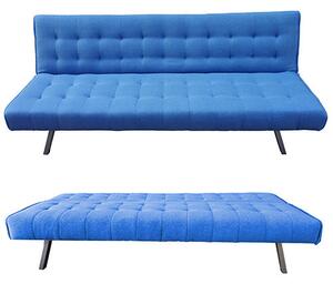 Divano Letto 3 Posti Reclinabile Divanoletto Prontletto in Tessuto Blu