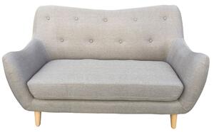 Divano Design Divanetto 2 Posti Tessuto Beige Piedi in Legno per Casa Ufficio